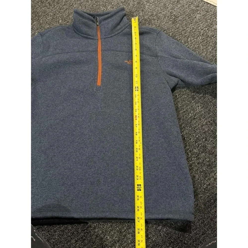 The North Face Men Medium Blue‎ Fleece 1/4 Zip Pullover Jacket Embroidered Logo